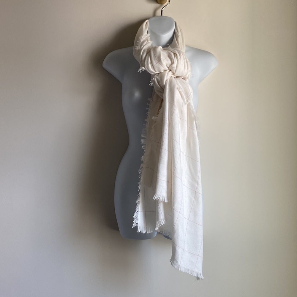 Steve Madden Wide and Long Pink Check Scarf Wrap